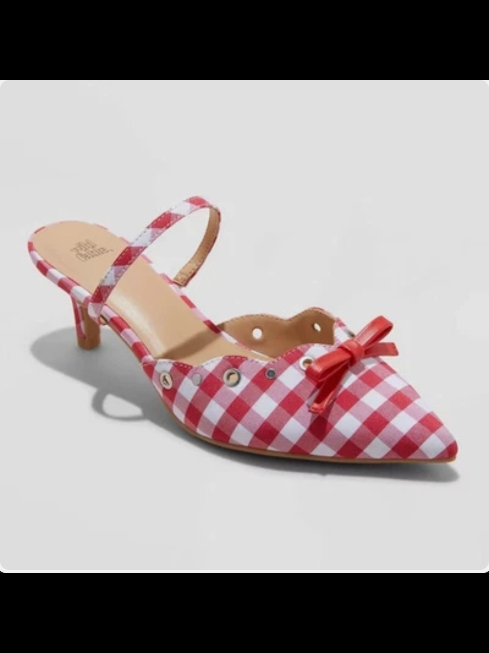 Wild Fable Women's Lysandra Gingham Eyelet Kitten Heels - Memory Foam